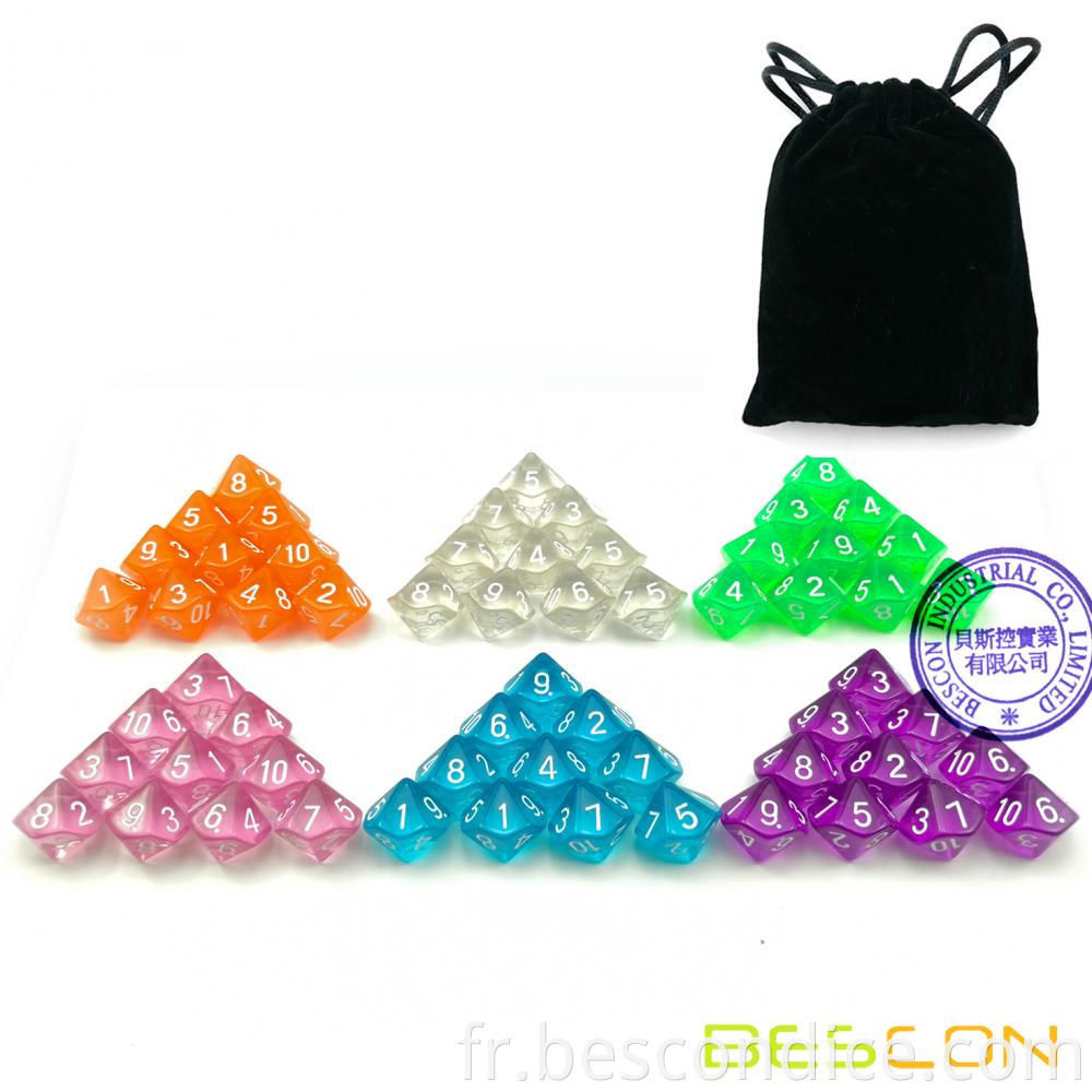 Gem Colored D10 Dice 1 10 60pcs Set 2